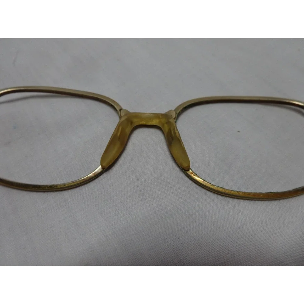 Vtg 60s Gold Frames Retro 90 HOV Mens Eyeglasses Oval no Lenses M/C 130 USA‎